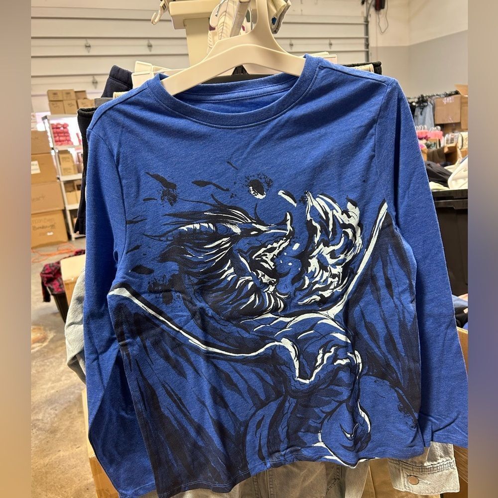 Cat & Jack Blue Dragon Graphic Long Sleeve Shirt